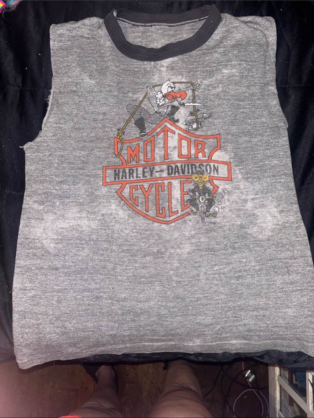 Harley-Davidson Gray Sleeveless Tank with Orange Logo Accent